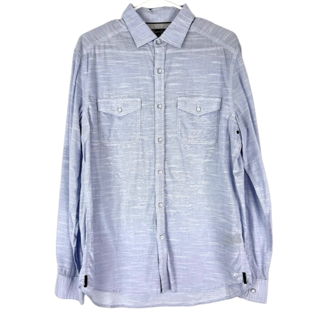 Kenneth Cole New York Men’s Medium Light Blue Stripe Button Down Shirt